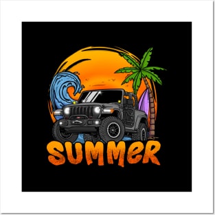 Grey Jeep Wrangler Summer Holiday Posters and Art